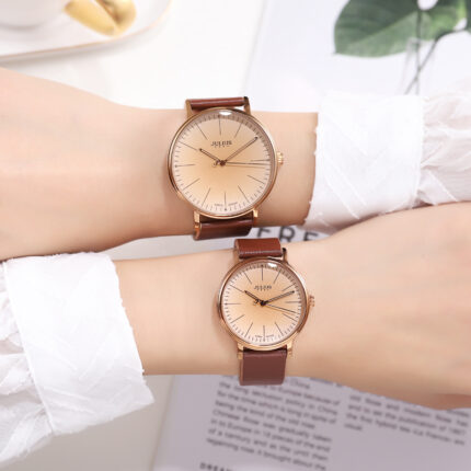 Đồng hồ đôi Julius JA-814 dây da màu nâu