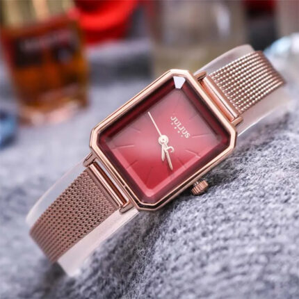 Đồng hồ nữ Julius JA-1223 dây thép mặt chữ nhật