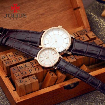 Đồng hồ đôi Julius JA-808 dây da cực chất