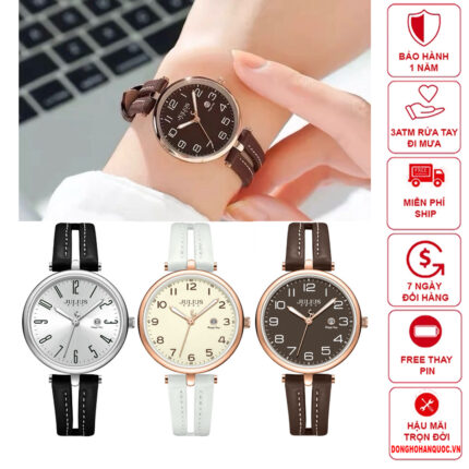 Đồng hồ nữ Julius JA-1431 dây da có lịch ngày