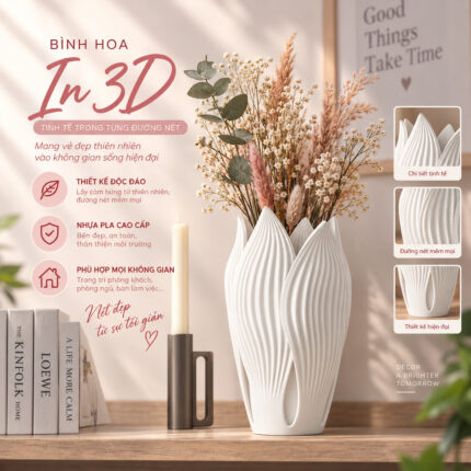 Bình Hoa Vân Lá Leaves Vase In 3D Trang Trí Nhà Cửa