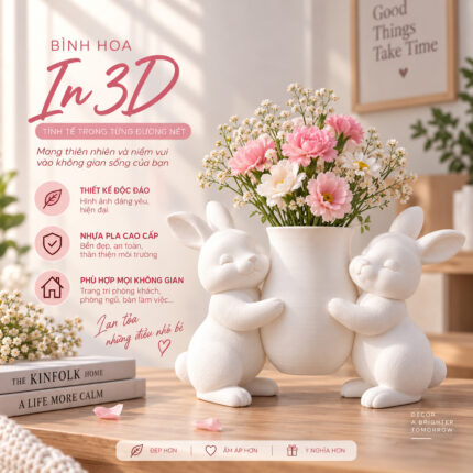 Bình Hoa Đôi Gấu Thỏ Phục Sinh Easter Vase In 3D