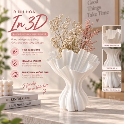 Bình Hoa Bó Hoa Bouquet Vase In 3D Trang Trí Nghệ Thuật