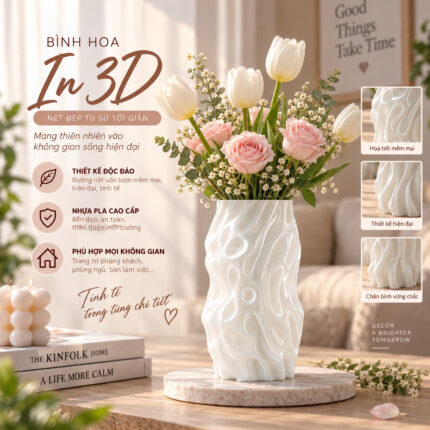Bình Hoa Nghệ Thuật Kiêm Chụp Đèn Art Vase In 3D