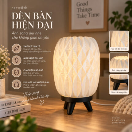 Đèn Ngủ Để Bàn Hình Quả Dứa In 3D Ánh Sáng Vàng Ấm