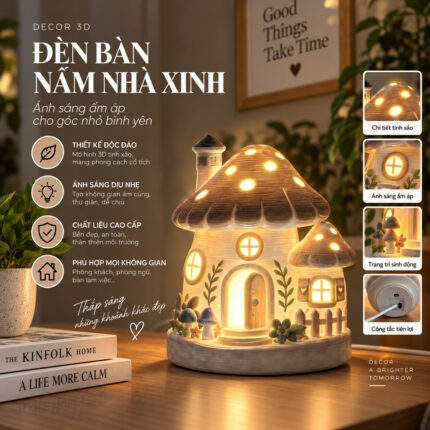 Đèn Ngủ Nấm Cổ Tích Fairy Mushroom In 3D Cho Bé