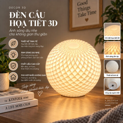 Đèn Quả Cầu Chong Chóng Xoắn 3D Ánh Sáng Vàng Ấm