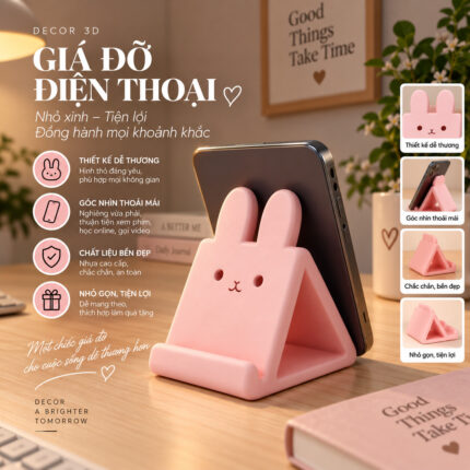 Giá Đỡ Điện Thoại Hình Thỏ Dễ Thương In 3D Để Bàn