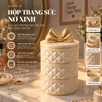 Hộp Đựng Trang Sức Nơ Bowknot In 3D Không Cần Support
