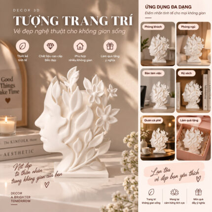 Tượng Nature Muse Thiếu Nữ Thực Vật Hiện Đại In 3D